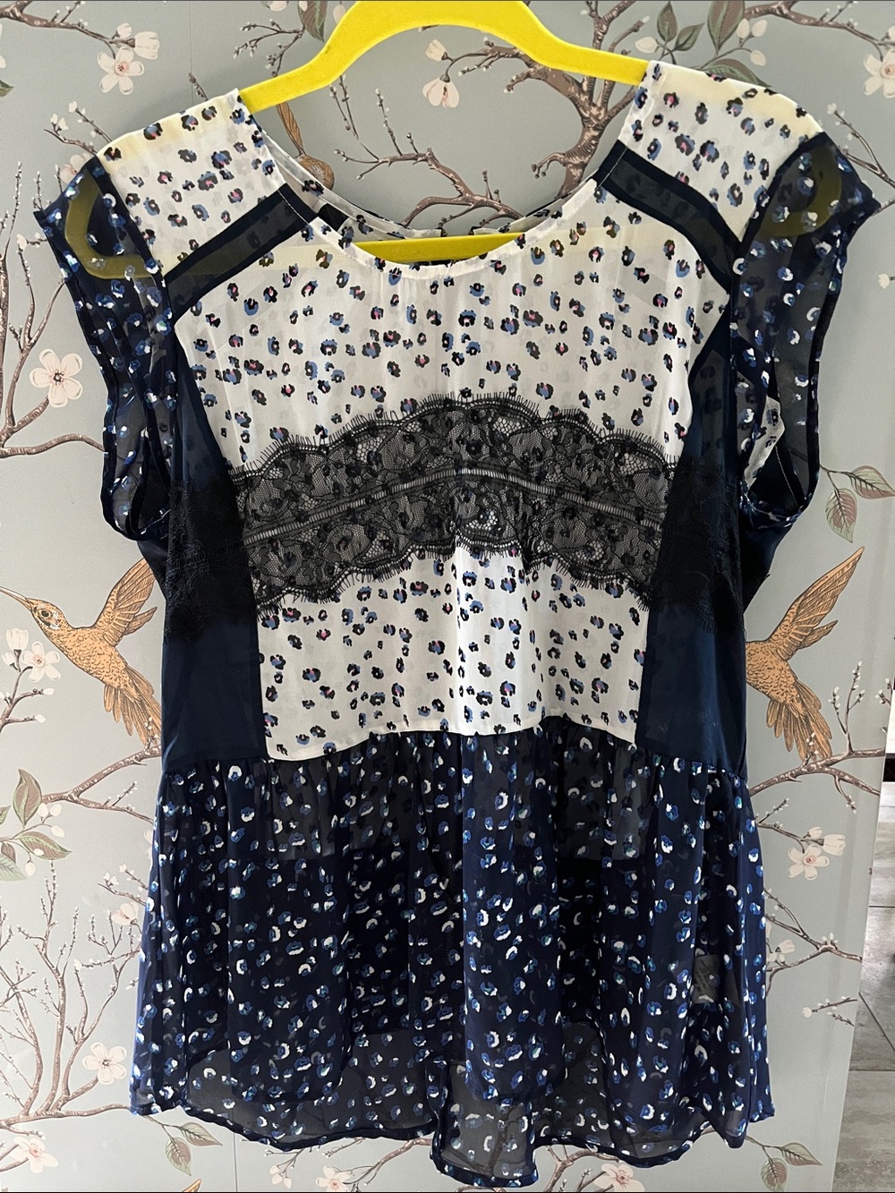 Maeve Anthropologie Leopard Print with Lace Top